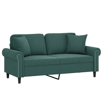 Tweezitsbank met sierkussens 140 cm fluweel donkergroen