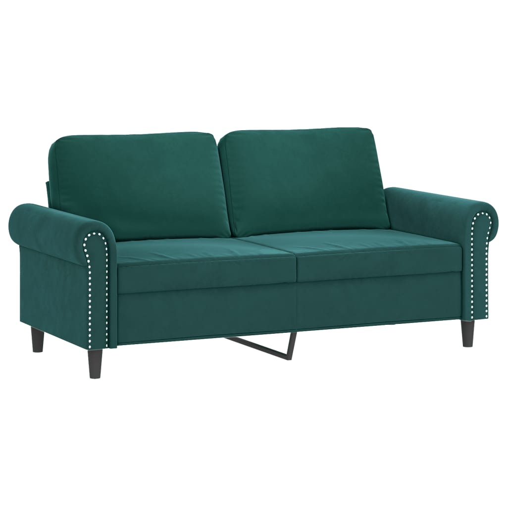 Tweezitsbank met sierkussens 140 cm fluweel donkergroen