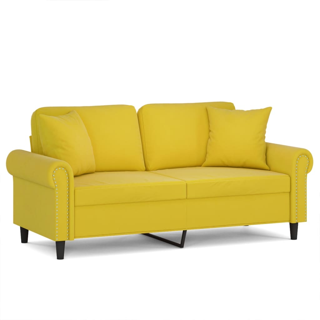 Tweezitsbank met sierkussens 140 cm fluweel geel