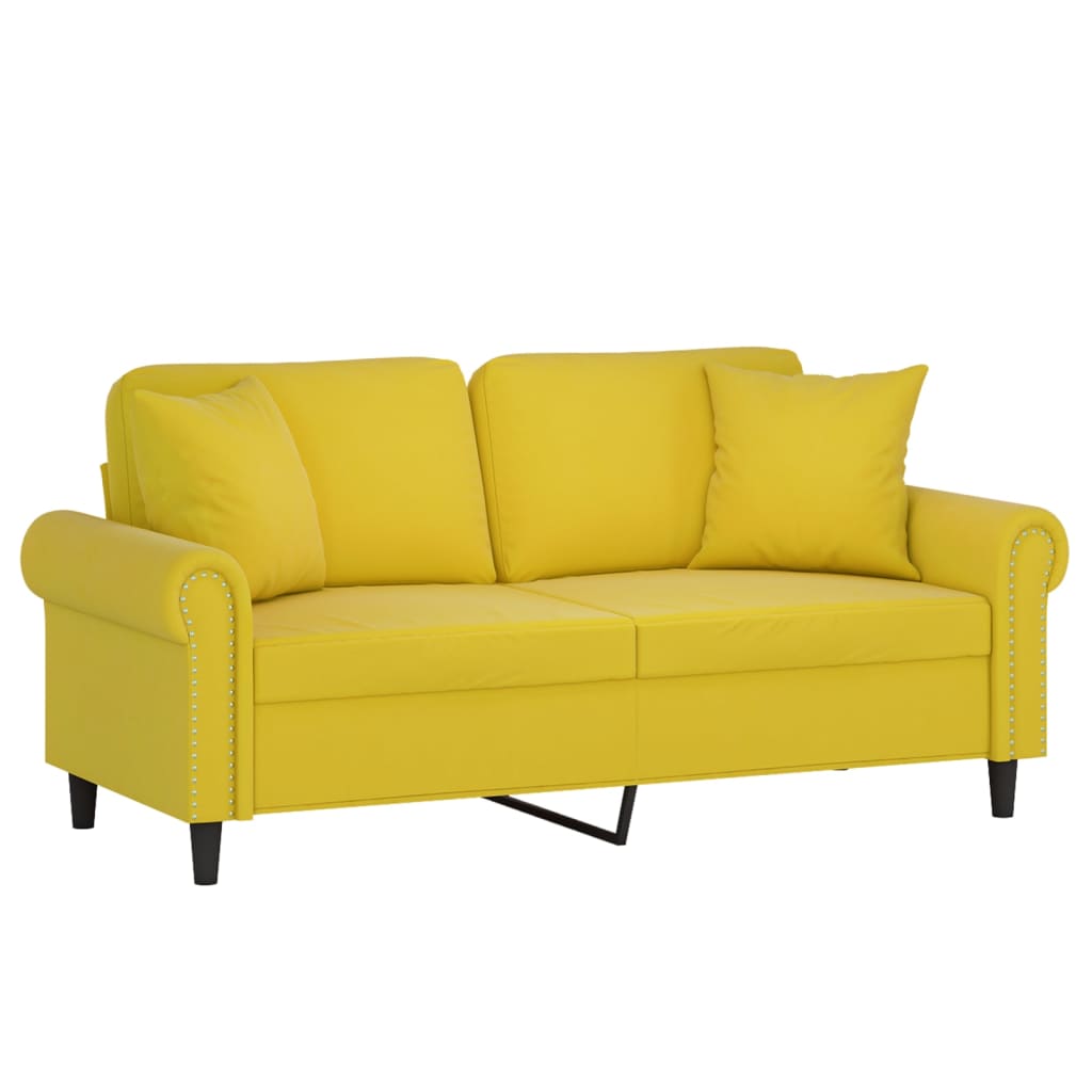 Tweezitsbank met sierkussens 140 cm fluweel geel