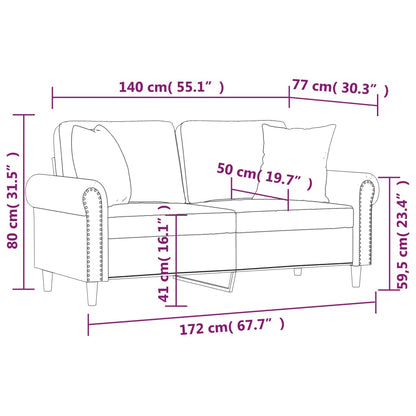 Tweezitsbank met sierkussens 140 cm fluweel geel