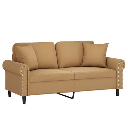 Tweezitsbank met sierkussens 140 cm fluweel bruin