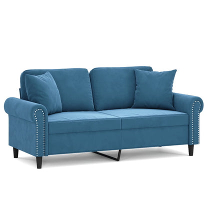 Tweezitsbank met sierkussens 140 cm fluweel blauw