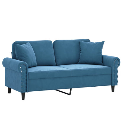 Tweezitsbank met sierkussens 140 cm fluweel blauw