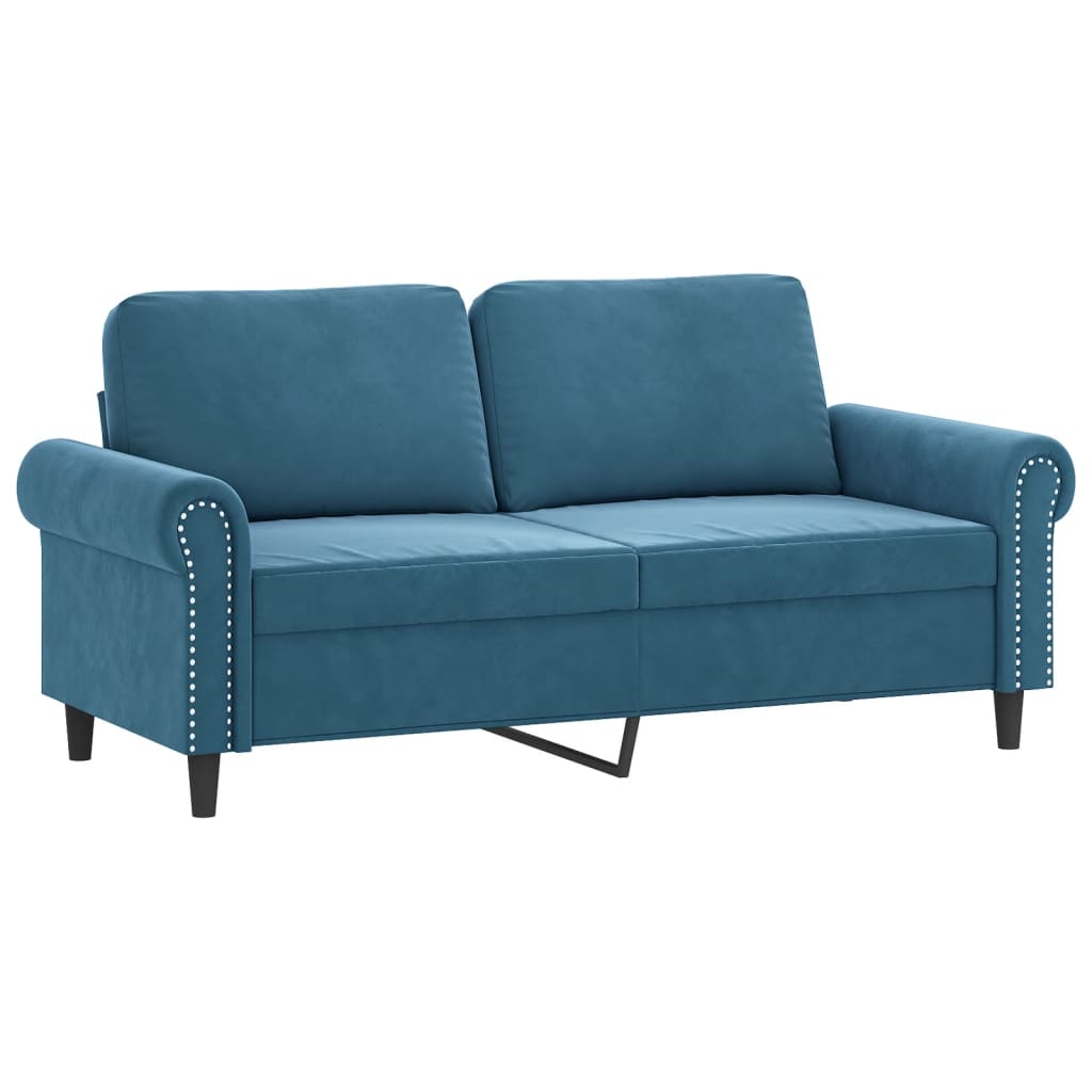 Tweezitsbank met sierkussens 140 cm fluweel blauw