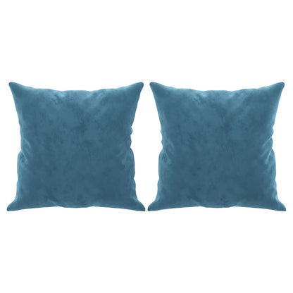 Tweezitsbank met sierkussens 140 cm fluweel blauw