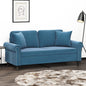 Tweezitsbank met sierkussens 140 cm fluweel blauw