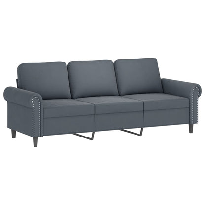Driezitsbank met sierkussens 180 cm fluweel donkergrijs