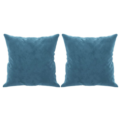 Driezitsbank met sierkussens 180 cm fluweel blauw