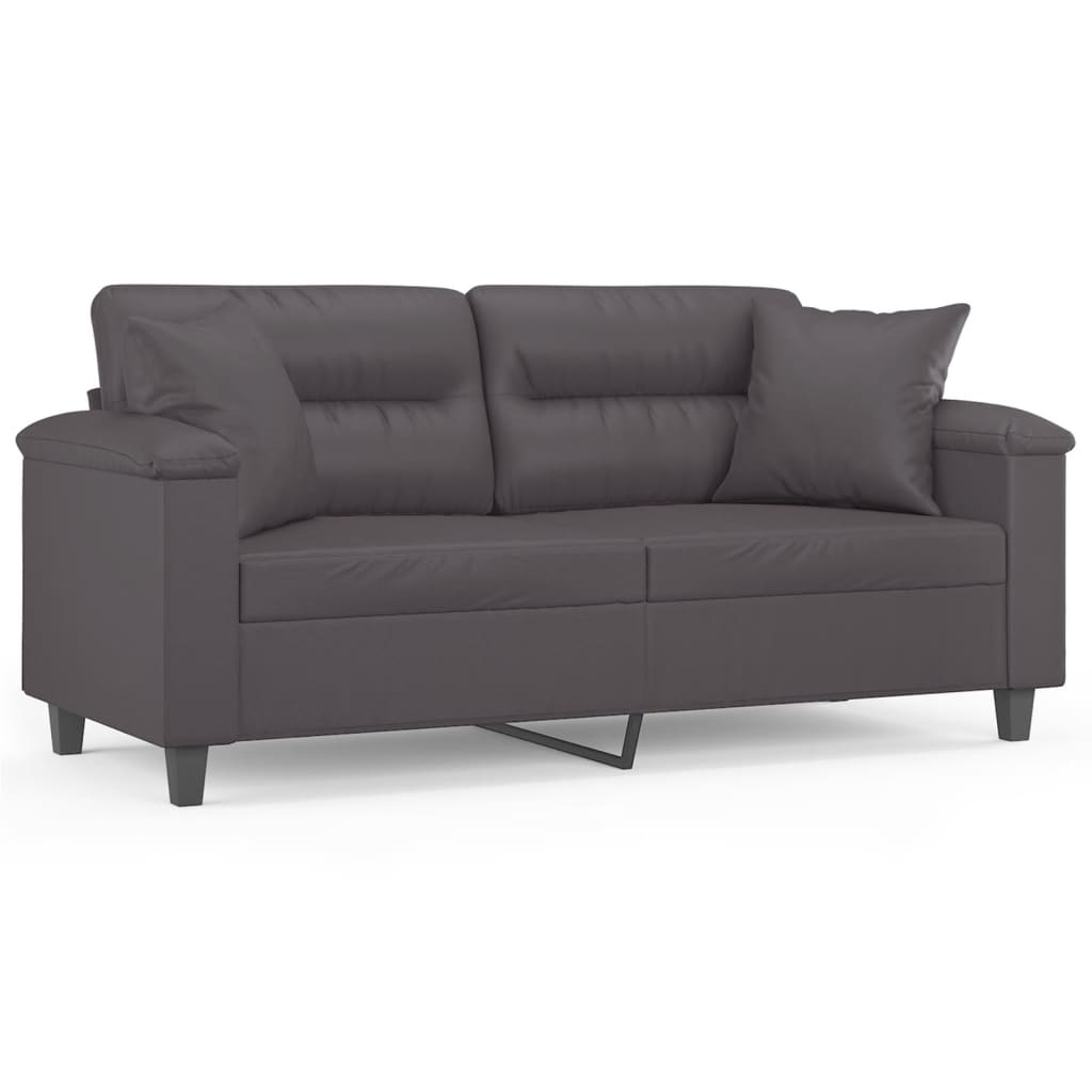 Tweezitsbank met sierkussens 140 cm kunstleer grijs