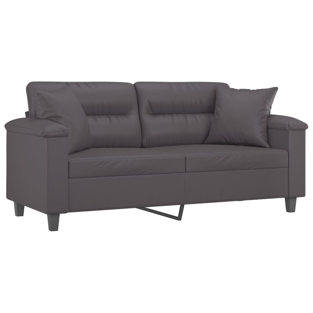 Tweezitsbank met sierkussens 140 cm kunstleer grijs