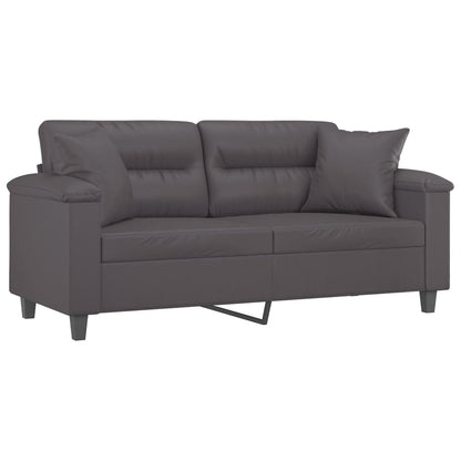 Tweezitsbank met sierkussens 140 cm kunstleer grijs