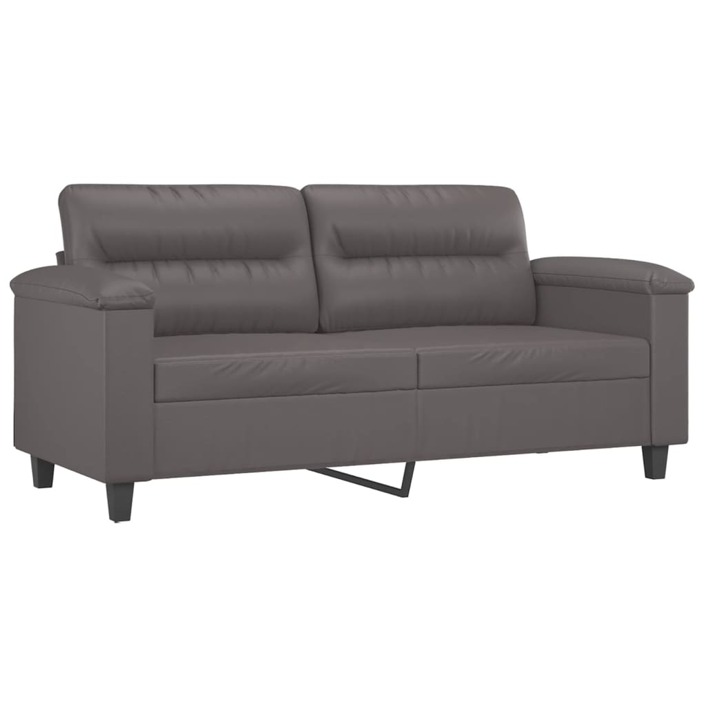 Tweezitsbank met sierkussens 140 cm kunstleer grijs