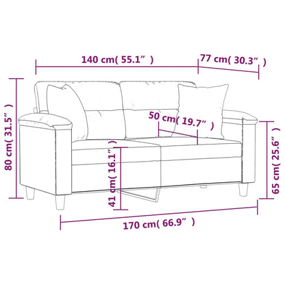 Tweezitsbank met sierkussens 140 cm kunstleer grijs