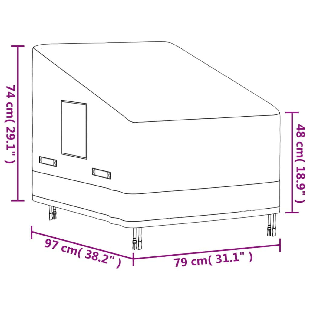 Tuinmeubelhoezen 2 st loungestoel 600D 79x97x48/74 cm oxford