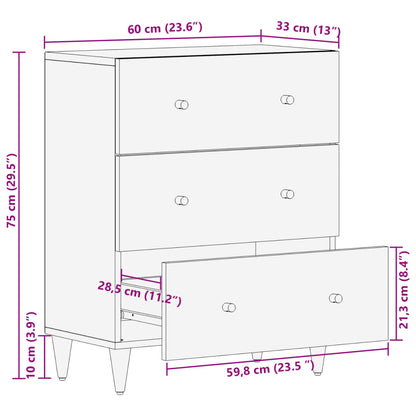 Bijzetkast 60x33x75 cm massief mangohout