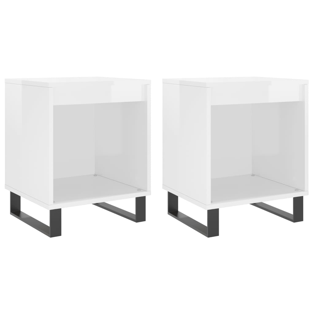 Nachtkastjes 2 st 40x35x50 cm bewerkt hout hoogglans wit