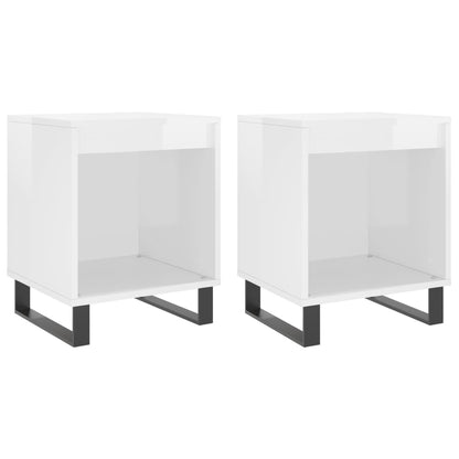 Nachtkastjes 2 st 40x35x50 cm bewerkt hout hoogglans wit