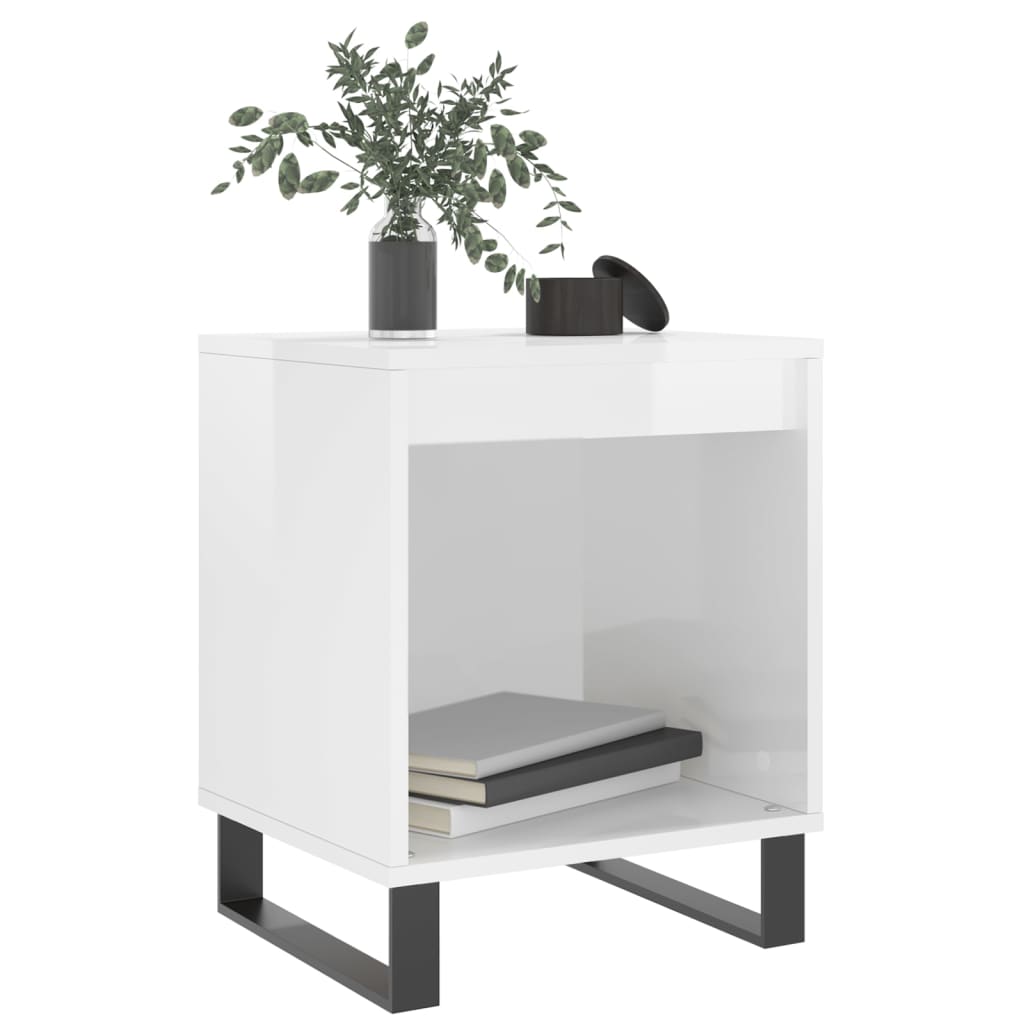 Nachtkastjes 2 st 40x35x50 cm bewerkt hout hoogglans wit