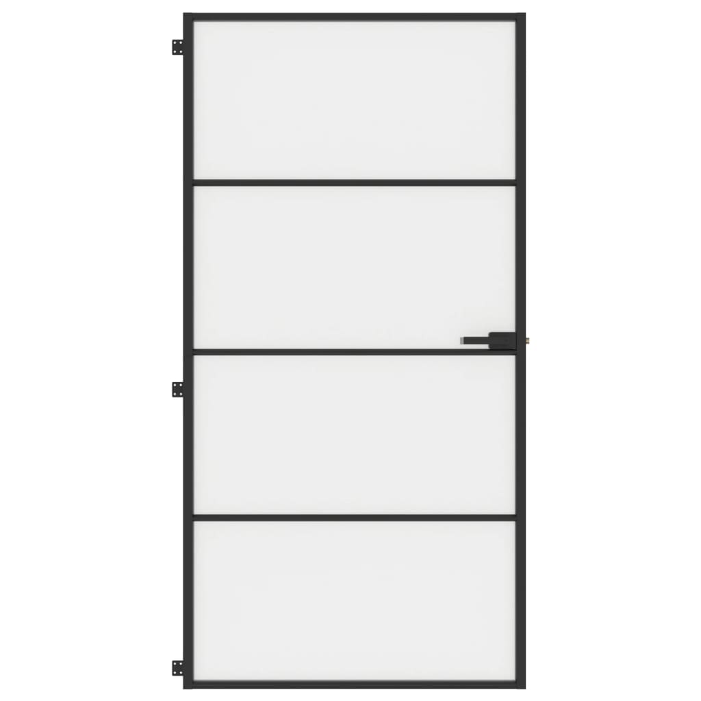 Binnendeur smal 102,5x201,5 cm gehard glas en aluminium zwart