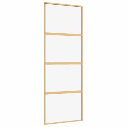 Schuifdeur 76x205 cm helder ESG-glas en aluminium goudkleurig