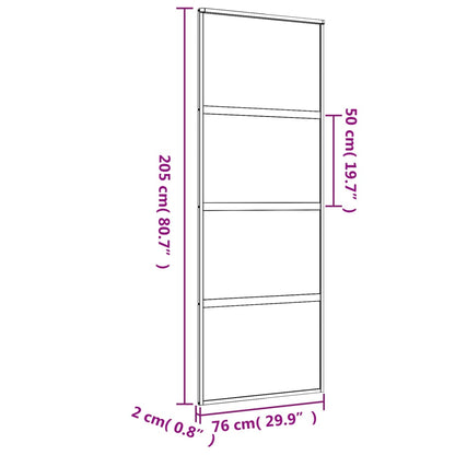Schuifdeur 76x205 cm helder ESG-glas en aluminium goudkleurig