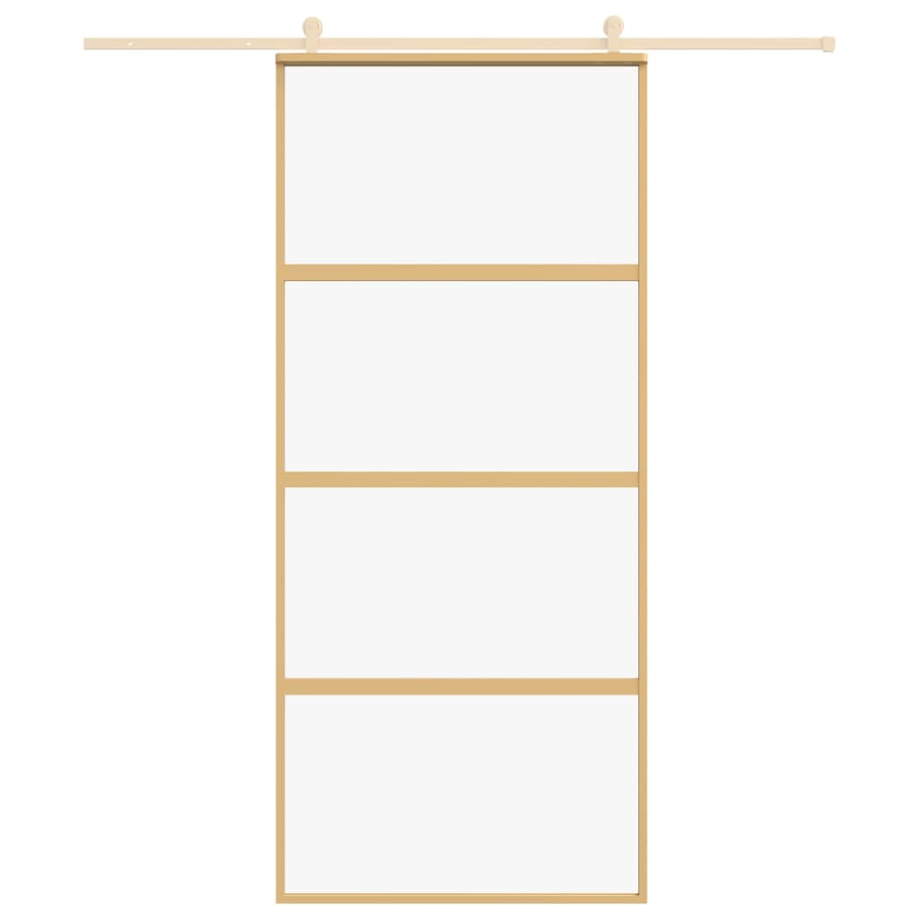 Schuifdeur 90x205 cm helder ESG-glas en aluminium goudkleurig