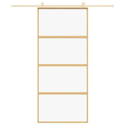 Schuifdeur 90x205 cm helder ESG-glas en aluminium goudkleurig