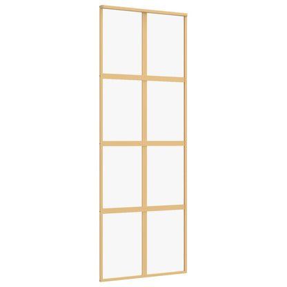 Schuifdeur 76x205 cm helder ESG-glas en aluminium goudkleurig
