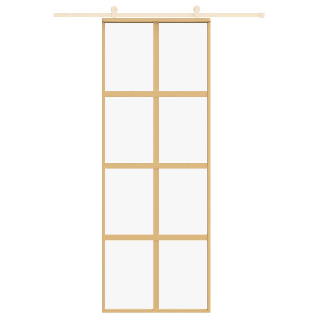 Schuifdeur 76x205 cm helder ESG-glas en aluminium goudkleurig