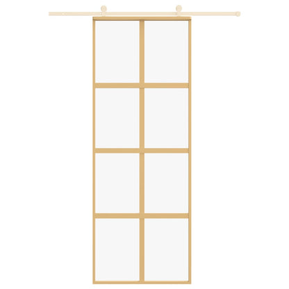 Schuifdeur 76x205 cm helder ESG-glas en aluminium goudkleurig