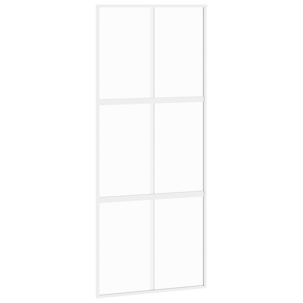 Schuifdeur 90x205 cm gehard glas en aluminium wit