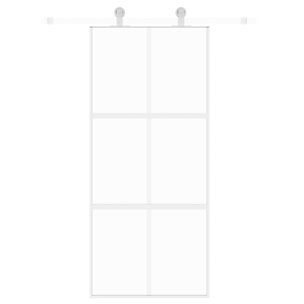 Schuifdeur 90x205 cm gehard glas en aluminium wit