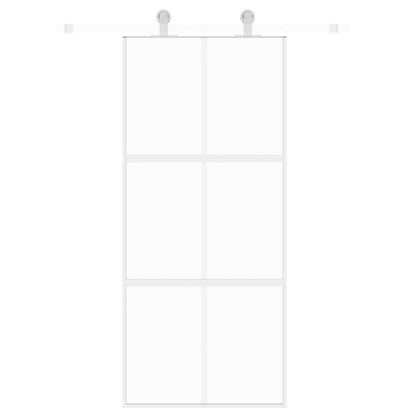 Schuifdeur 90x205 cm gehard glas en aluminium wit