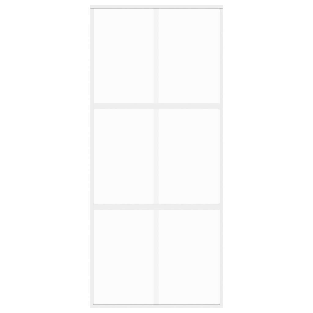 Schuifdeur 90x205 cm gehard glas en aluminium wit