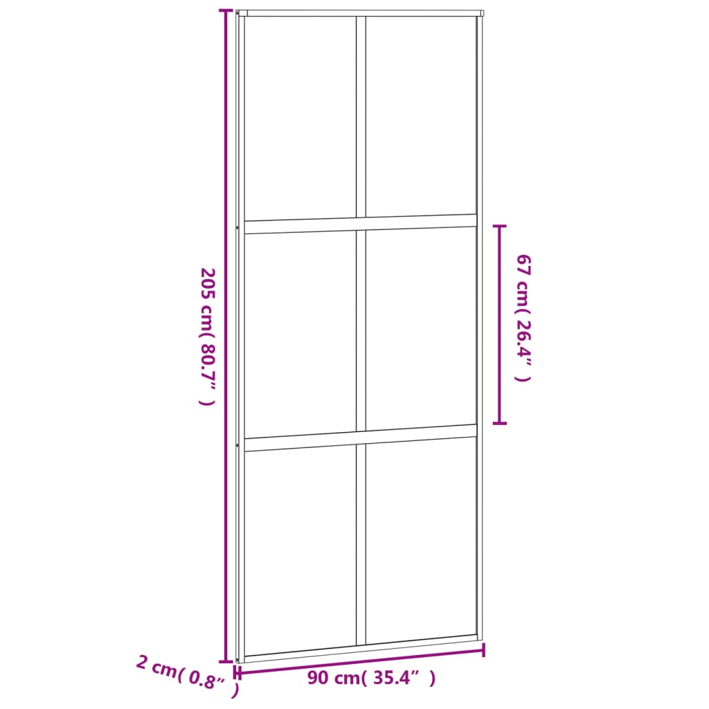 Schuifdeur 90x205 cm gehard glas en aluminium wit