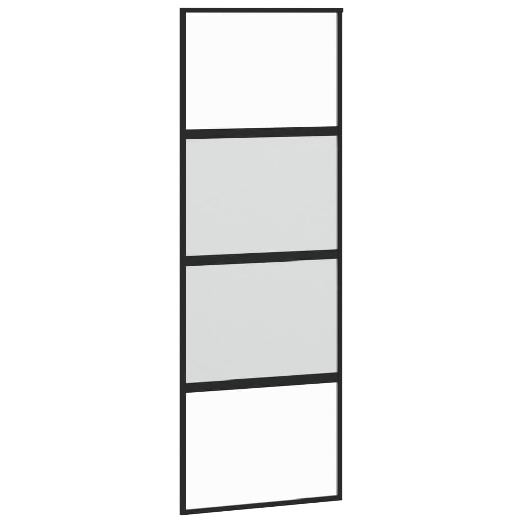 Schuifdeur 76x205 cm gehard glas en aluminium zwart