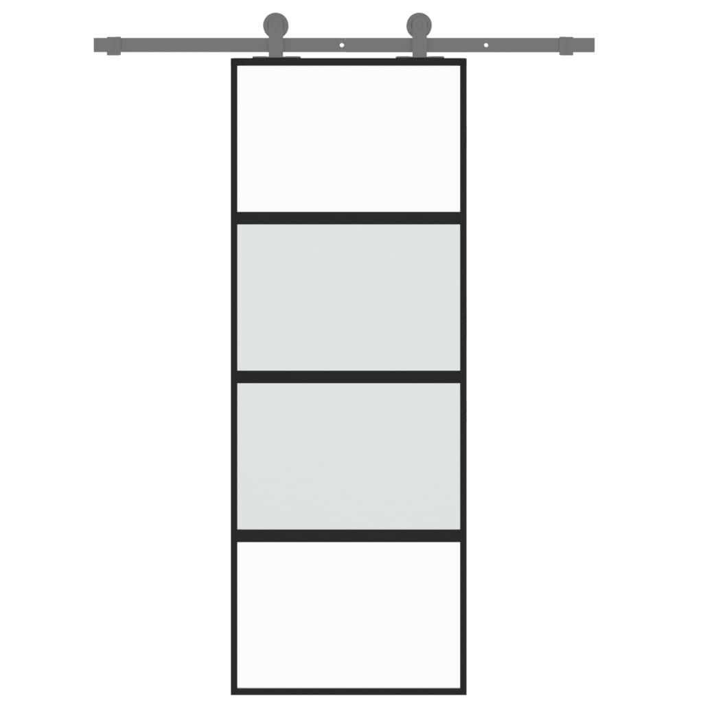 Schuifdeur 76x205 cm gehard glas en aluminium zwart
