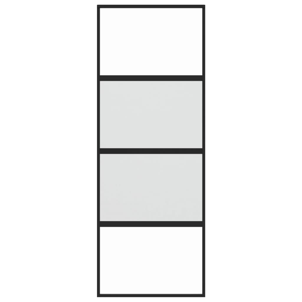 Schuifdeur 76x205 cm gehard glas en aluminium zwart