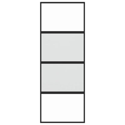 Schuifdeur 76x205 cm gehard glas en aluminium zwart