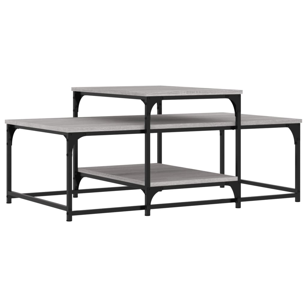 Salontafel 102x60x45 cm bewerkt hout grijs sonoma eikenkleurig