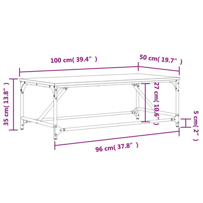 Salontafel 100x50x35 cm bewerkt hout zwart