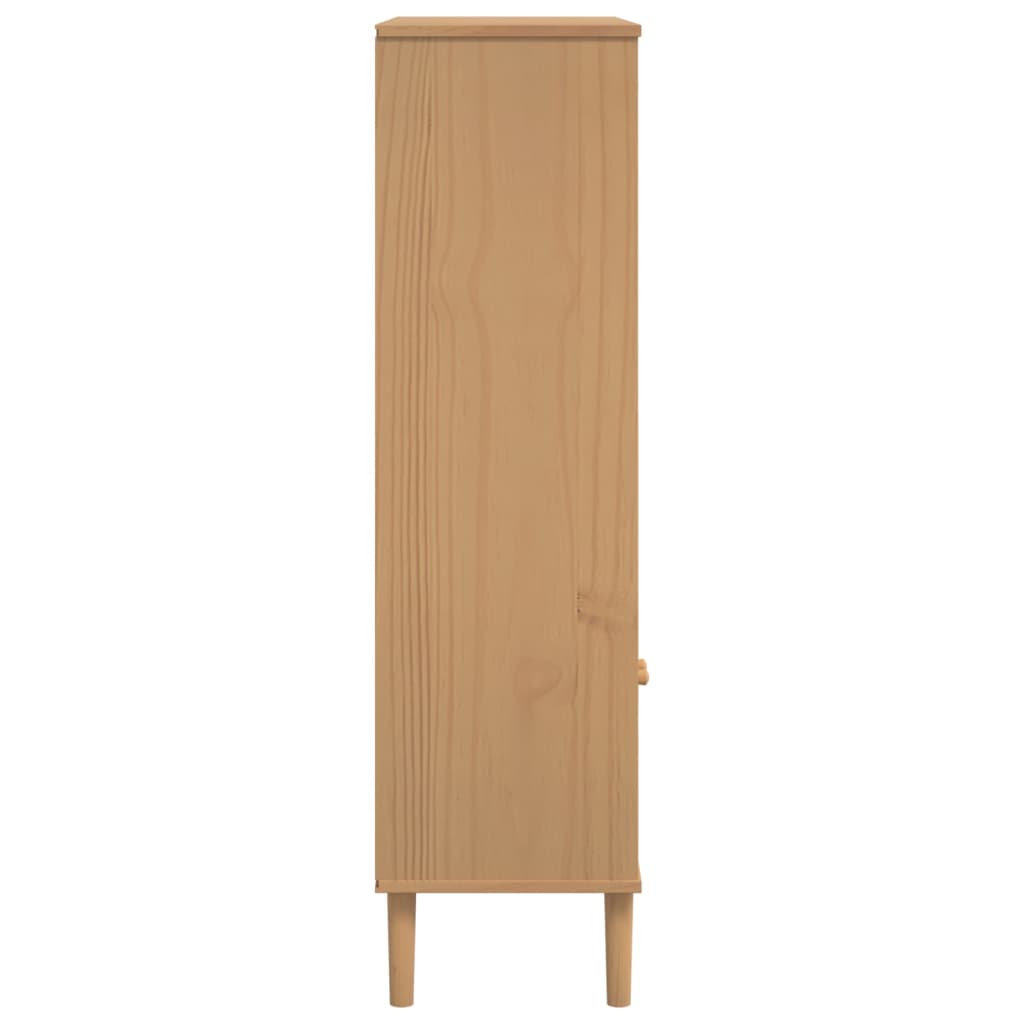 Boekenkast SENJA rattan-look 90x35x130 cm grenenhout bruin