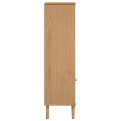 Boekenkast SENJA rattan-look 90x35x130 cm grenenhout bruin