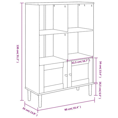 Boekenkast SENJA rattan-look 90x35x130 cm grenenhout bruin