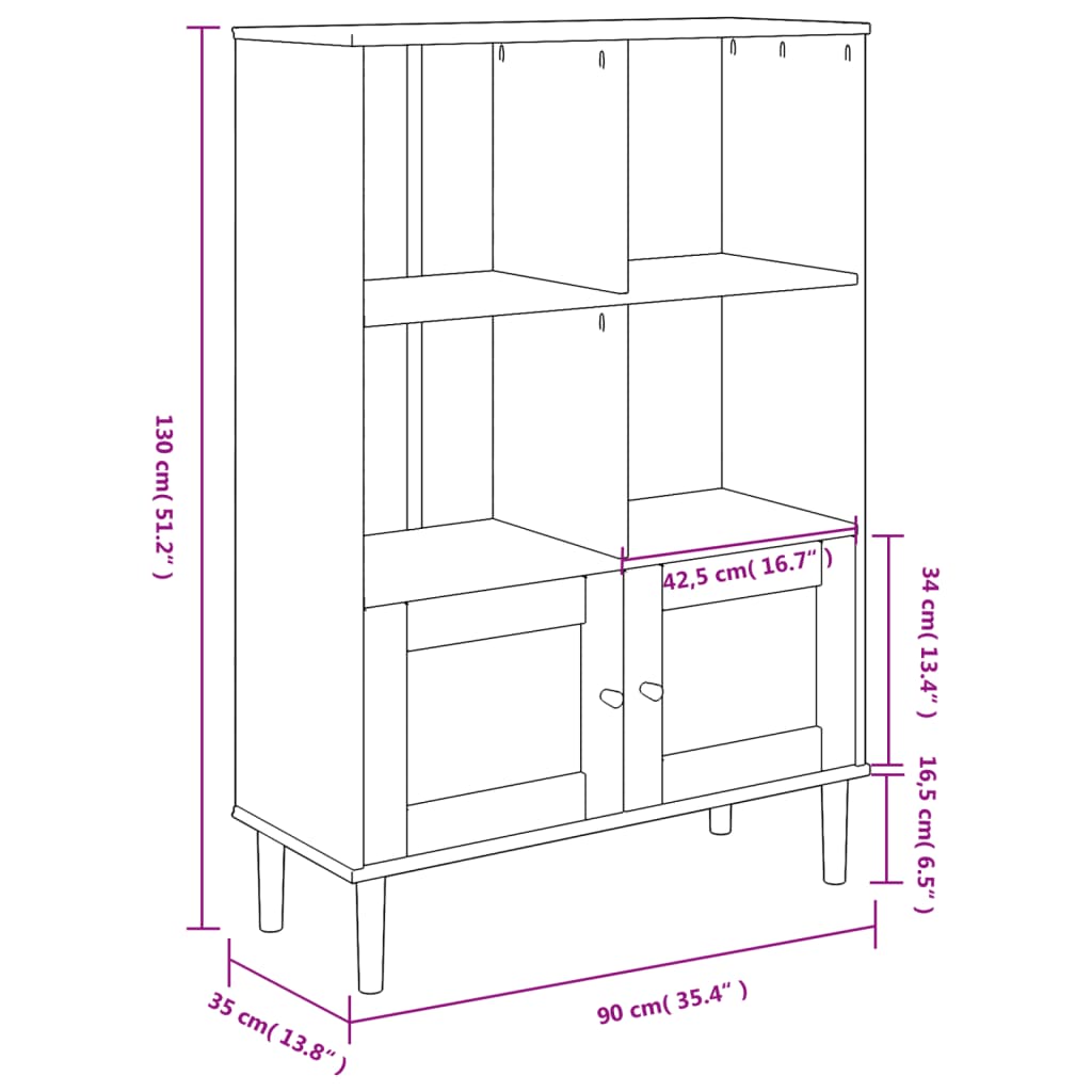 Boekenkast SENJA rattan-look 90x35x130 cm grenenhout zwart