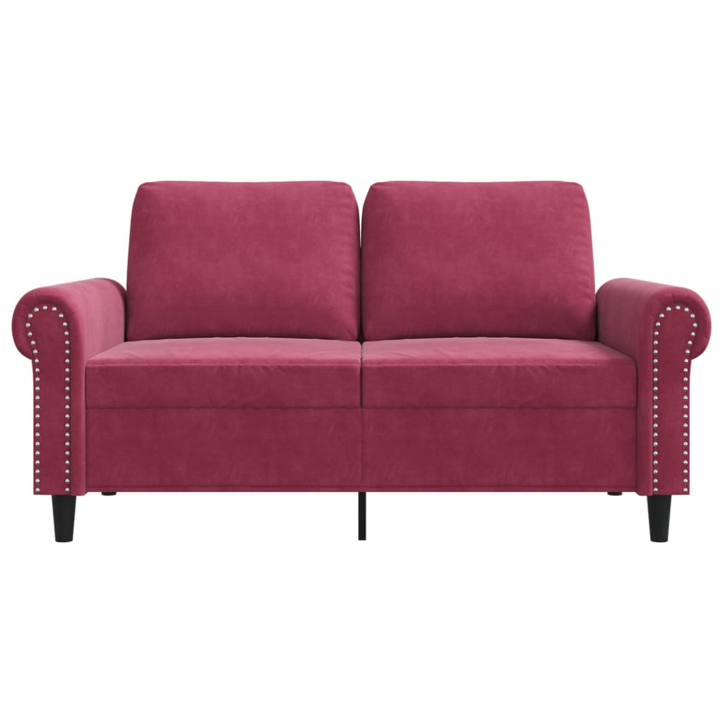 Tweezitsbank 120 cm fluweel wijnrood