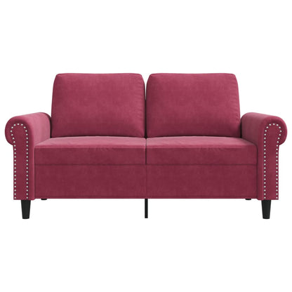 Tweezitsbank 120 cm fluweel wijnrood