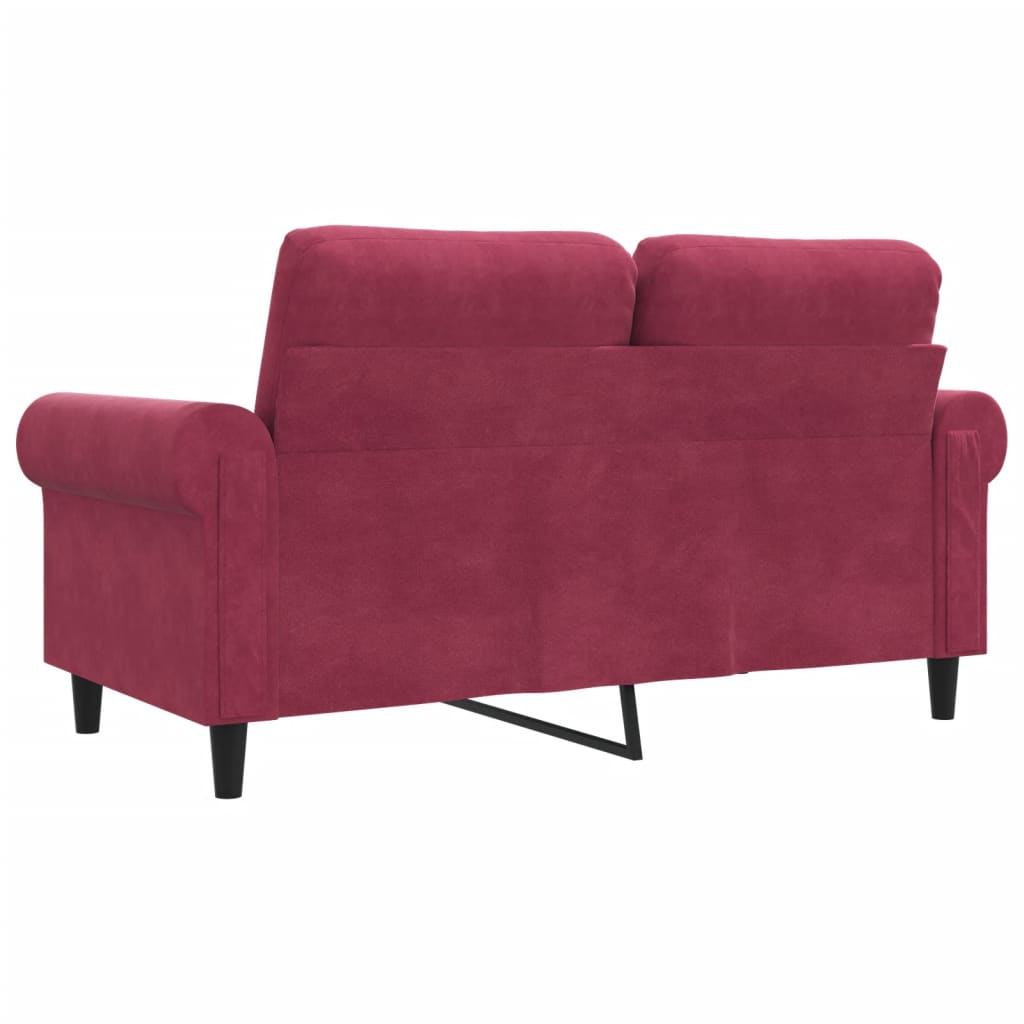 Tweezitsbank 120 cm fluweel wijnrood