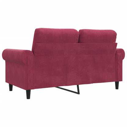 Tweezitsbank 120 cm fluweel wijnrood